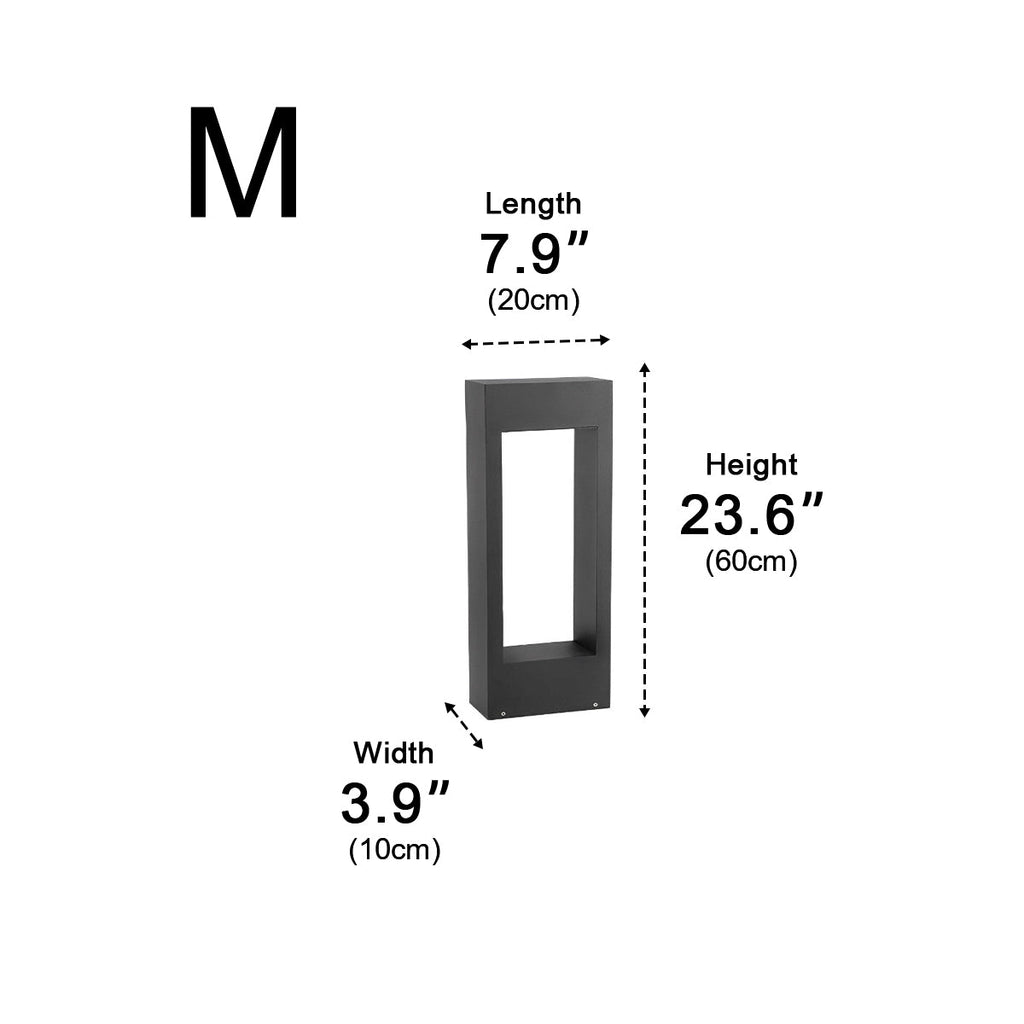 Hollow Square Waterproof LED Black Modern Outdoor Lawn Light Post Lights