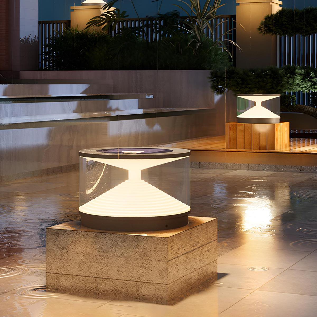 Gray Waterproof Hourglass Outdoor Post Lights