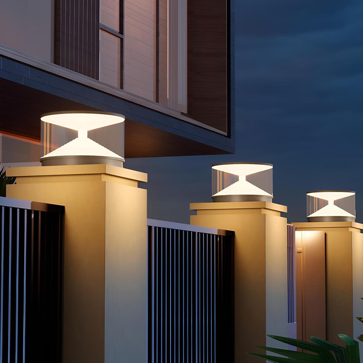 Gray Waterproof Hourglass Outdoor Post Lights