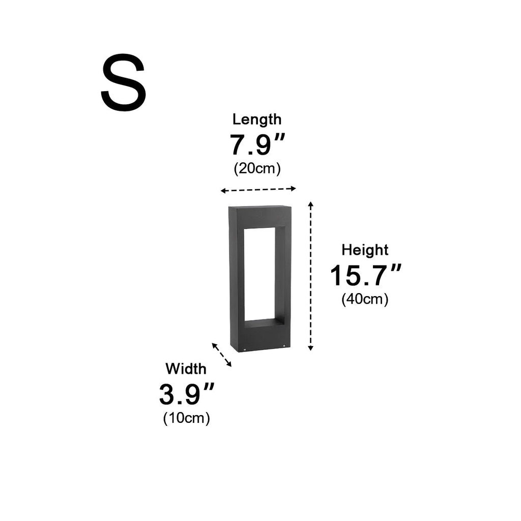 Hollow Square Waterproof LED Black Modern Outdoor Lawn Light Post Lights