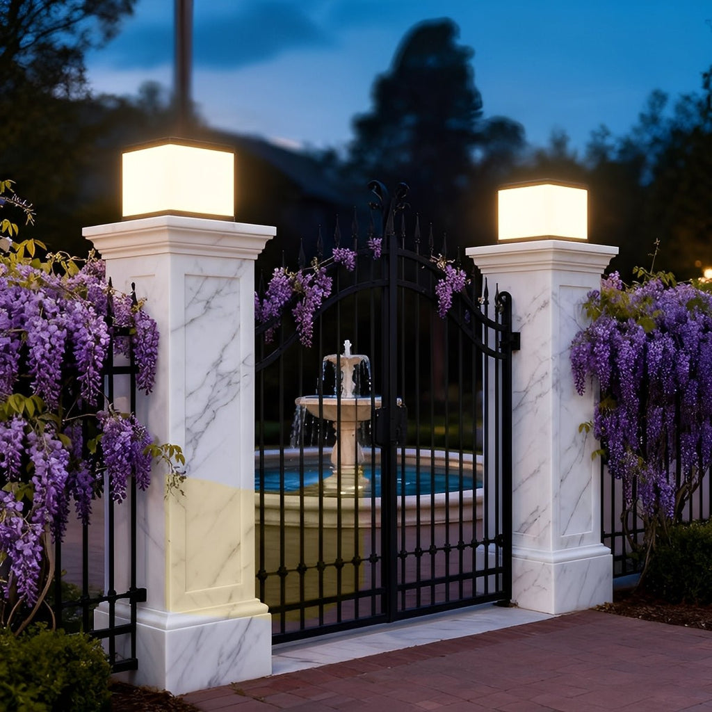 Waterproof Solar Square Cubes Outdoor LED Post Light