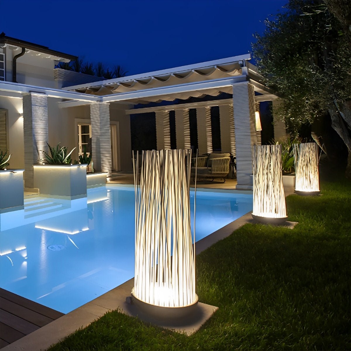 Waterproof Stainless Steel Fiber Optics Fishtail Linear LED Floor Lamp Landscape Light